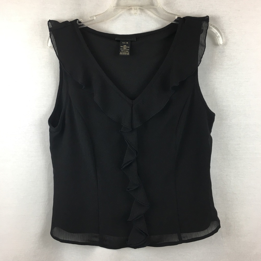 Katie’s Black Sleeveless Ruffled Blouse